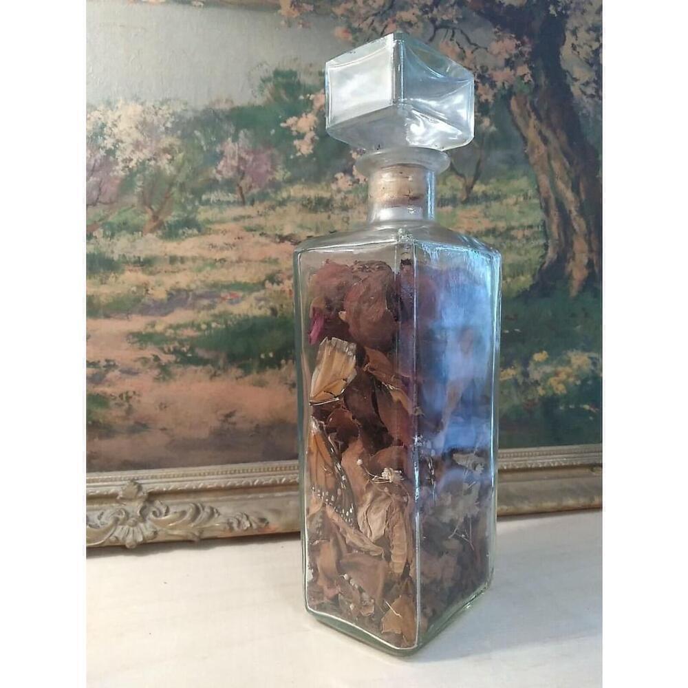 Vintage Bottle Butterfly Wing Rose Petals Daisy
